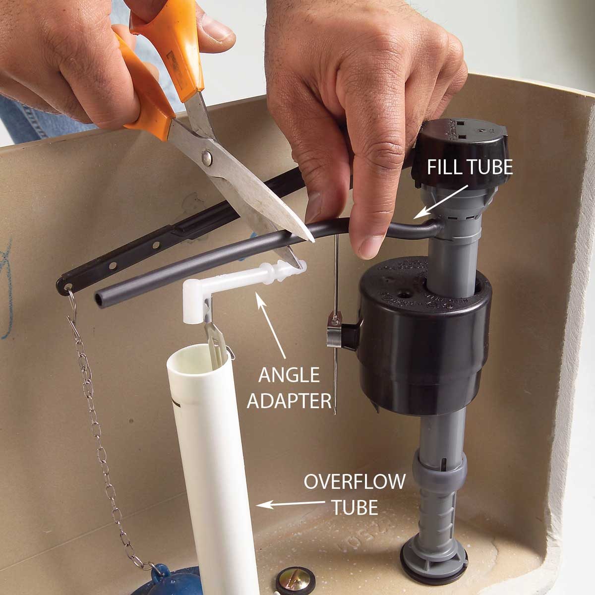 Cut the Fill Tube to Fit the Angle Adapter