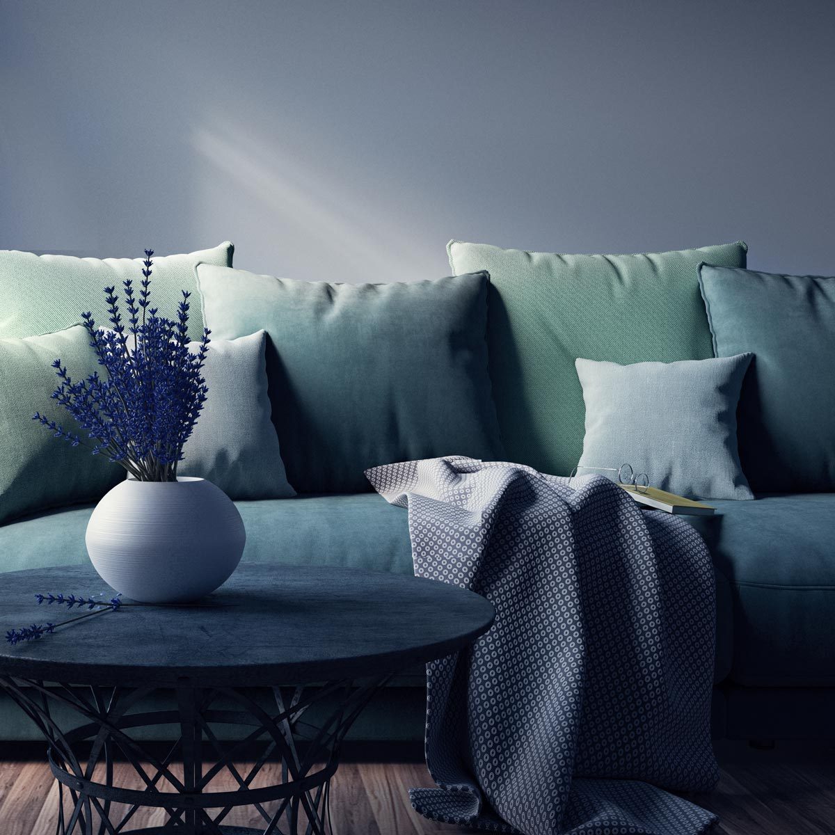 Modern interior design of living room couch pillows