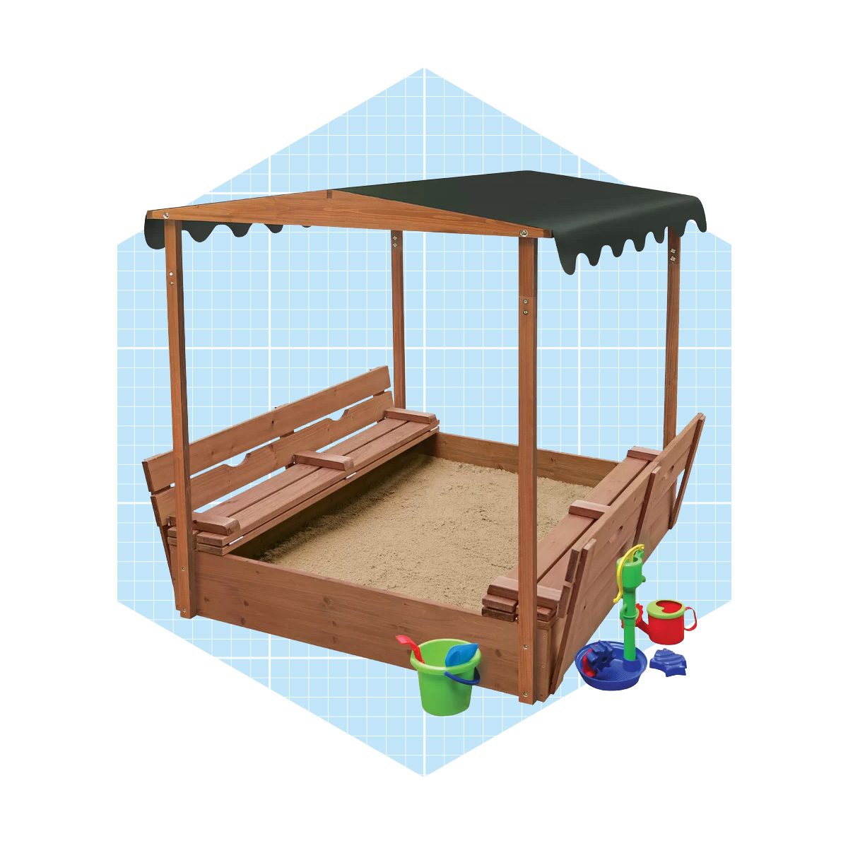 Deluxe 46.5 X 57 Solid Wood Square Sandbox With Cover Ecomm Wayfair.com