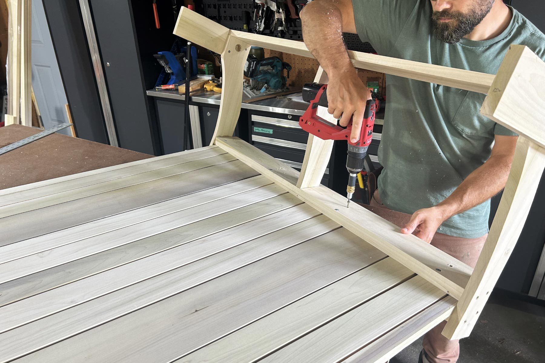 How To Build A Porch Swing Join the back and seat assemblies