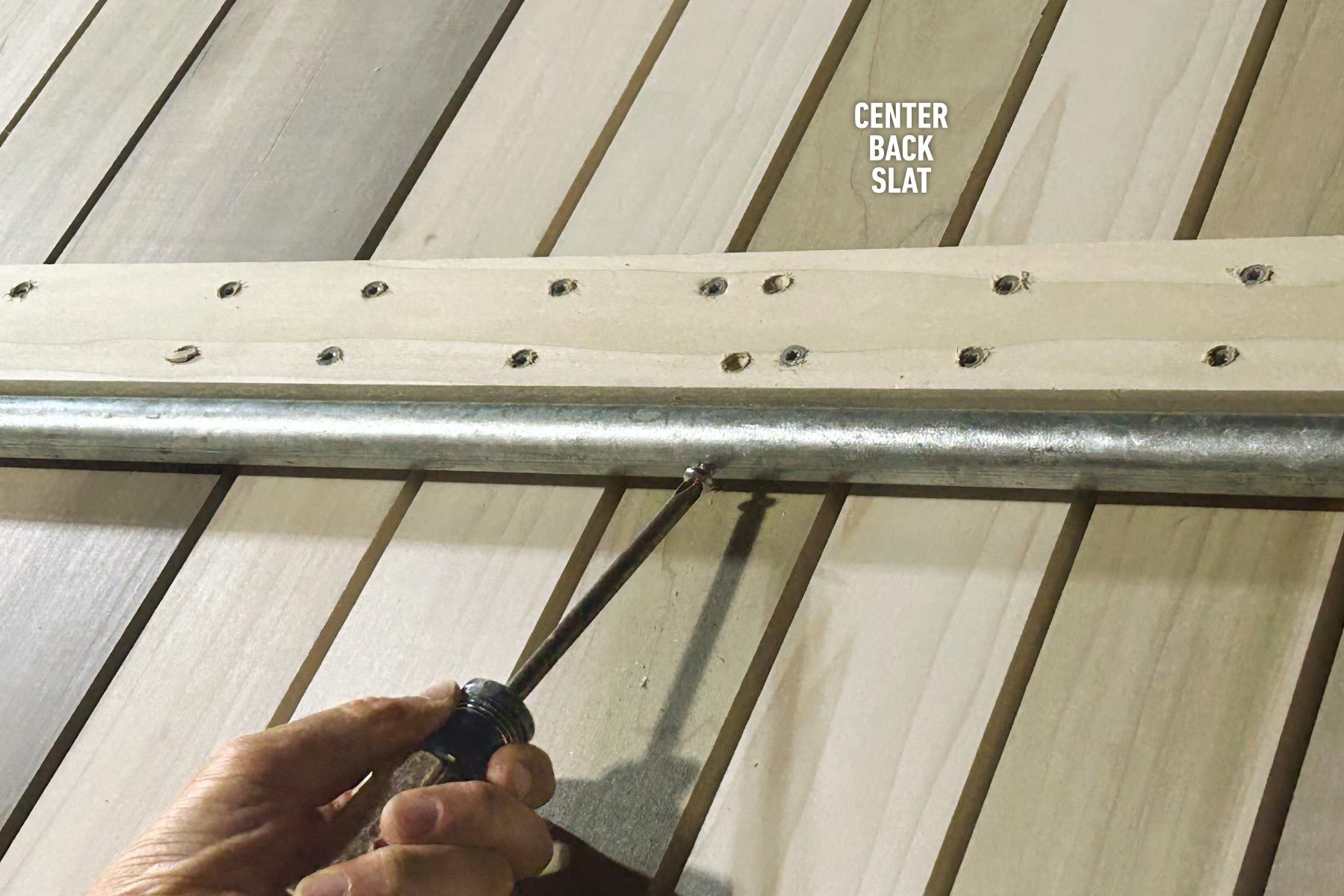 How To Build A Porch Swing Add screws for stops