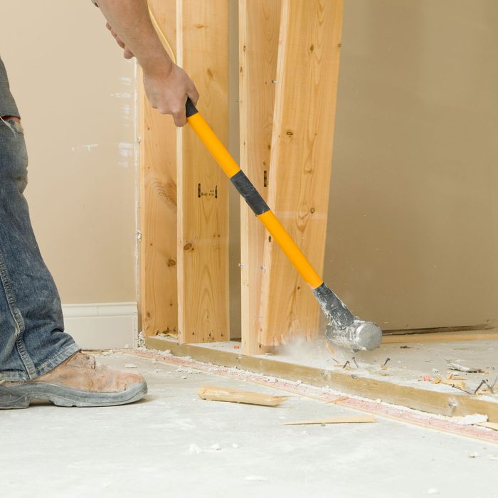 Removing wall studs with a hammer