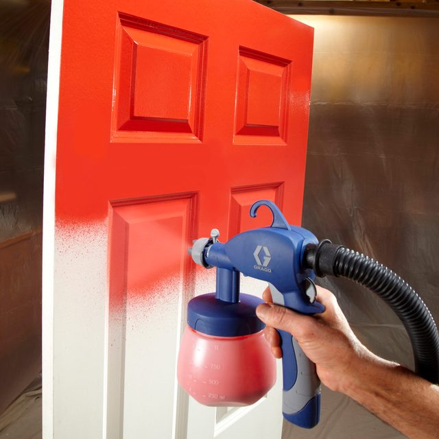 sprayed-on finish paint a door