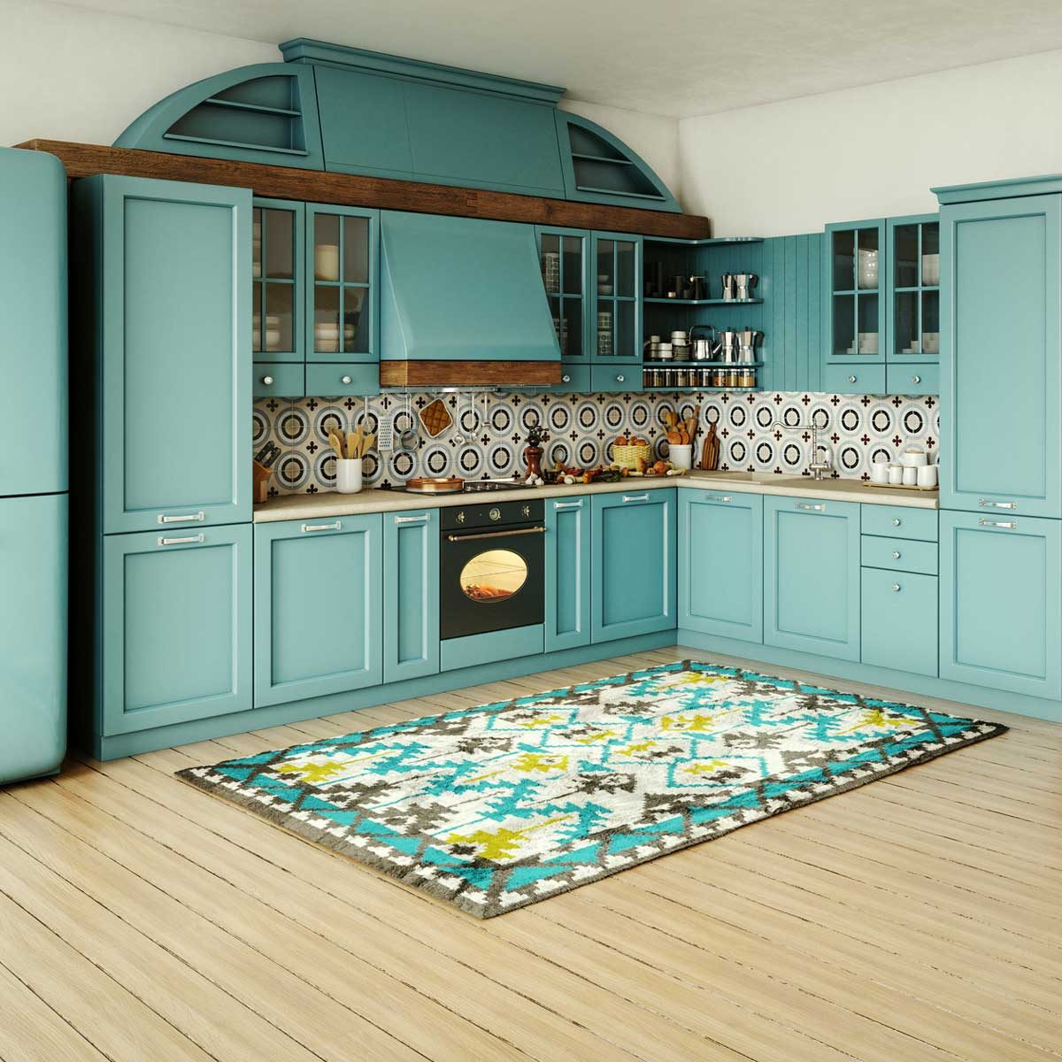 Blue kitchen cabinets