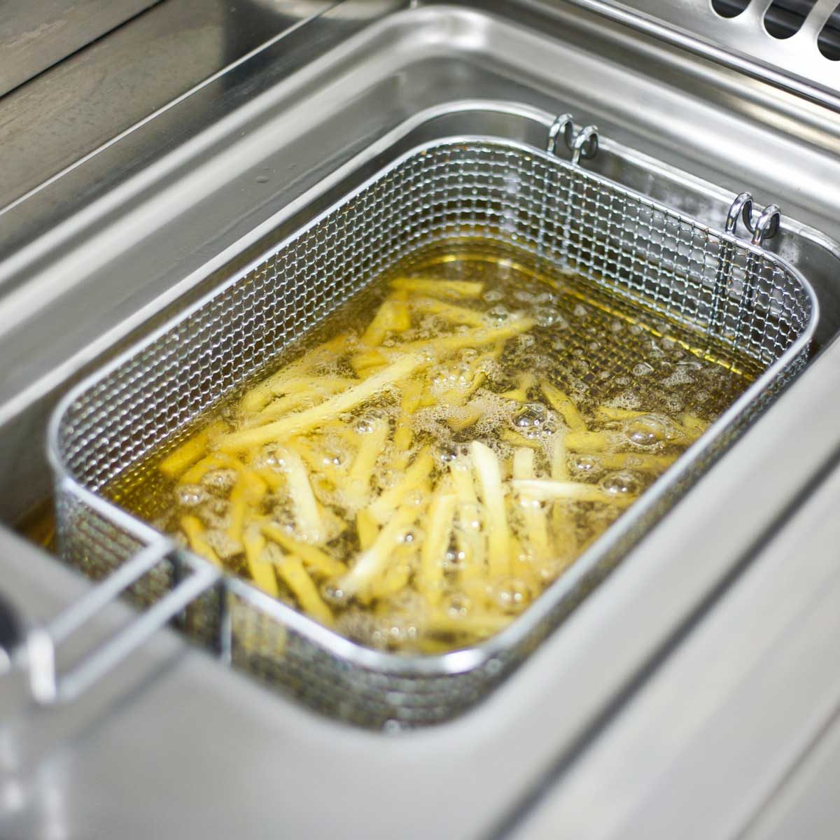 French fries in the fryer