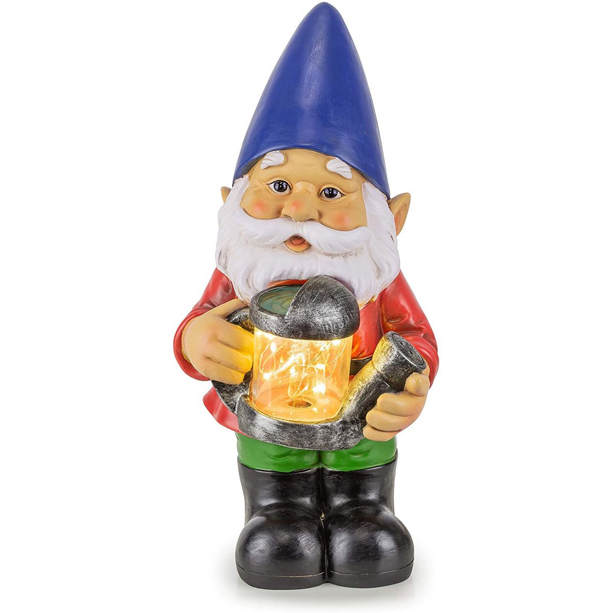 Garden gnome with solar lights