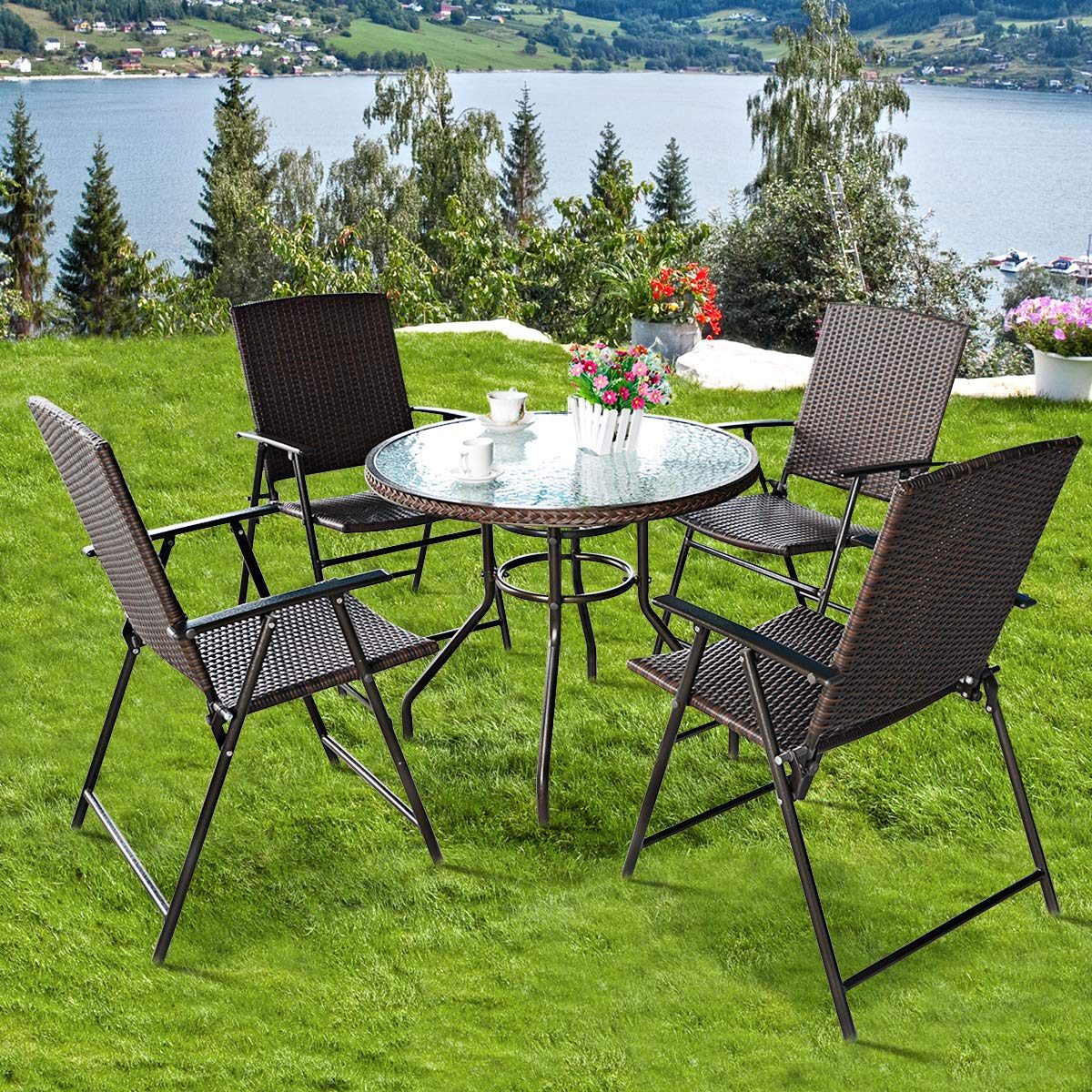 Tangkula Folding Patio Chair Set