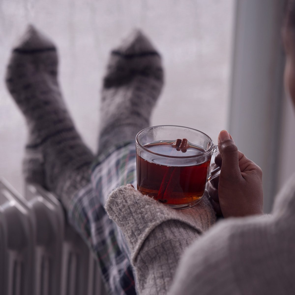 cold room warm up with tea and heater