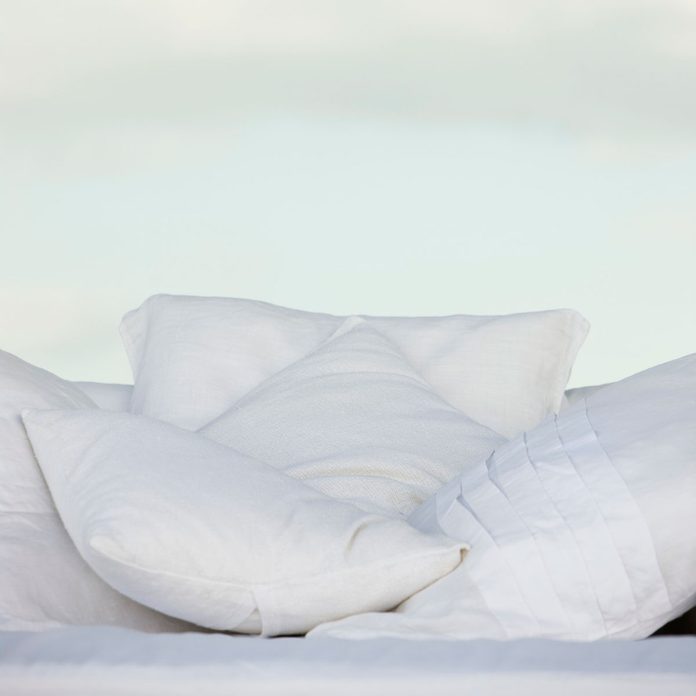 Cushions set outdoors