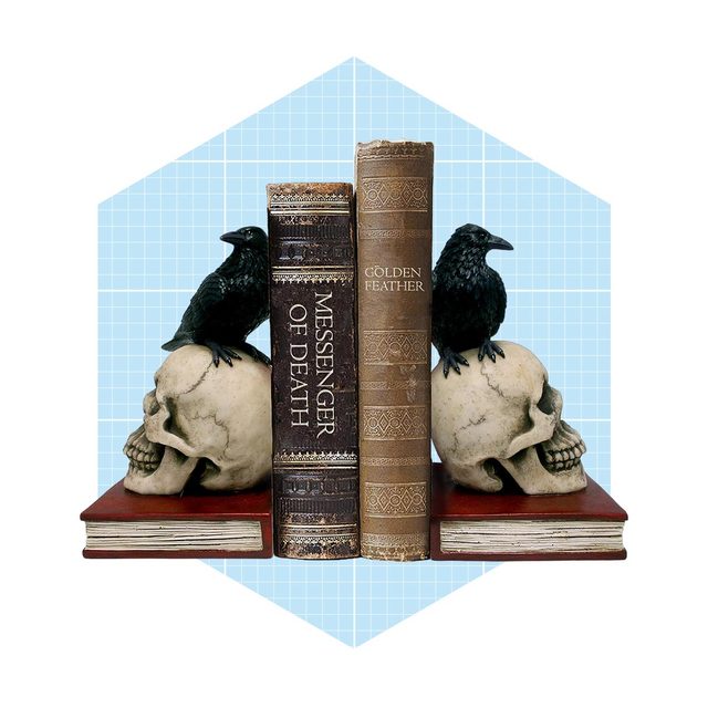 Raven On Skull Bookends