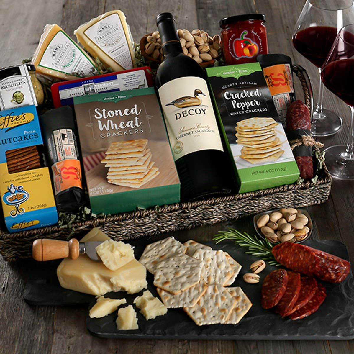 wine and cheese tray