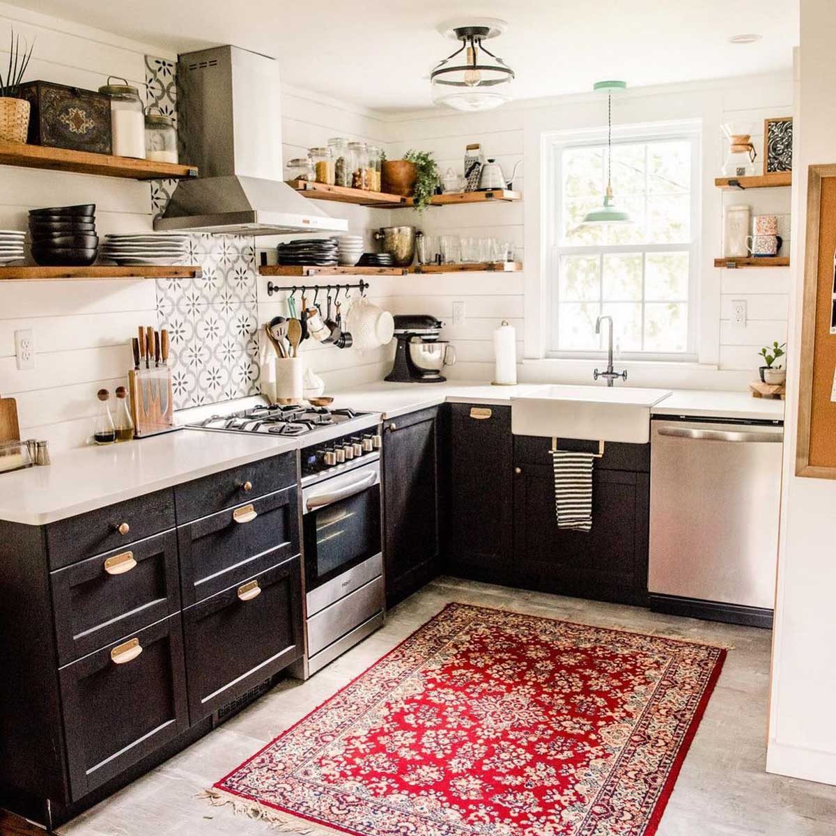 Kitchen with dark cabinets