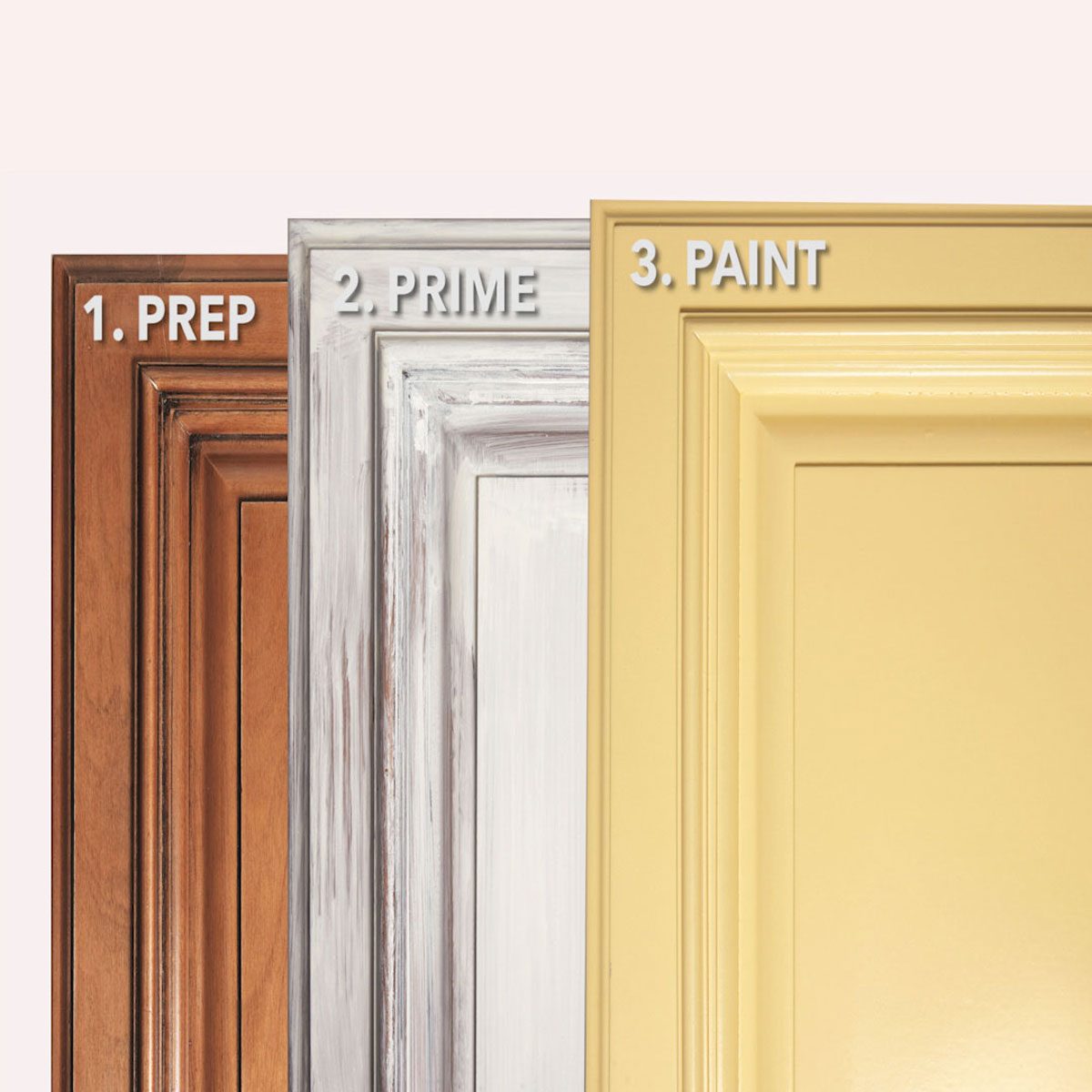 3 steps to Paint Cabinets Graphic Copy