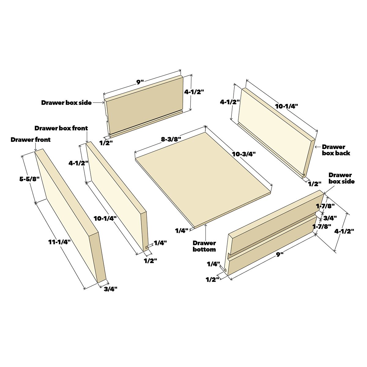 Night Stand Drawer Exploded