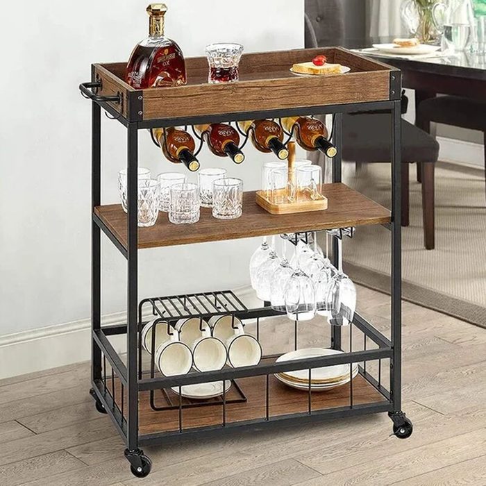 17 Stories Hallwood Wooden Bar Cart