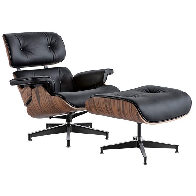 Girolamo 34.6'' Wide Tufted Genuine Leather Top Grain Leather Swivel Lounge Chair And Ottoman