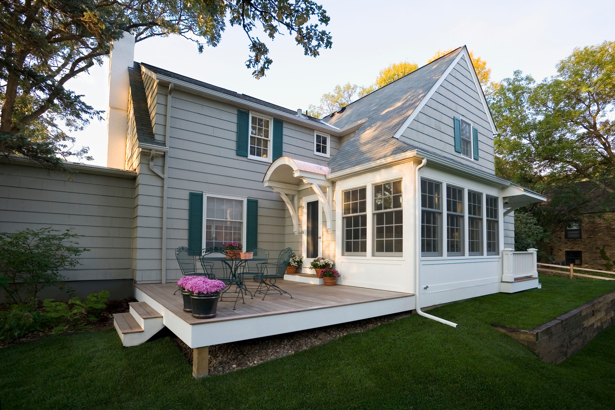 Deck and addition on the back of a house