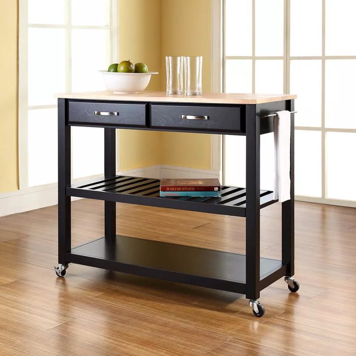 Natural Wood Top Kitchen Cart