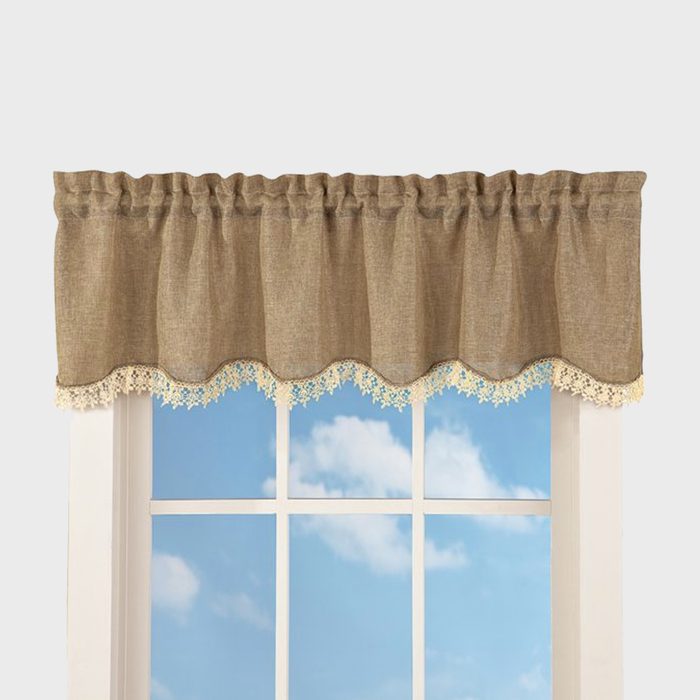 Rustic Burlap Lace Rod Pocket Window Valance