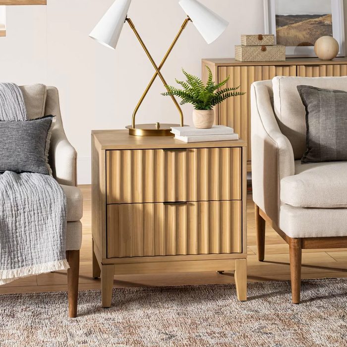 Thousand Oaks Wood Scalloped End Table With Drawers