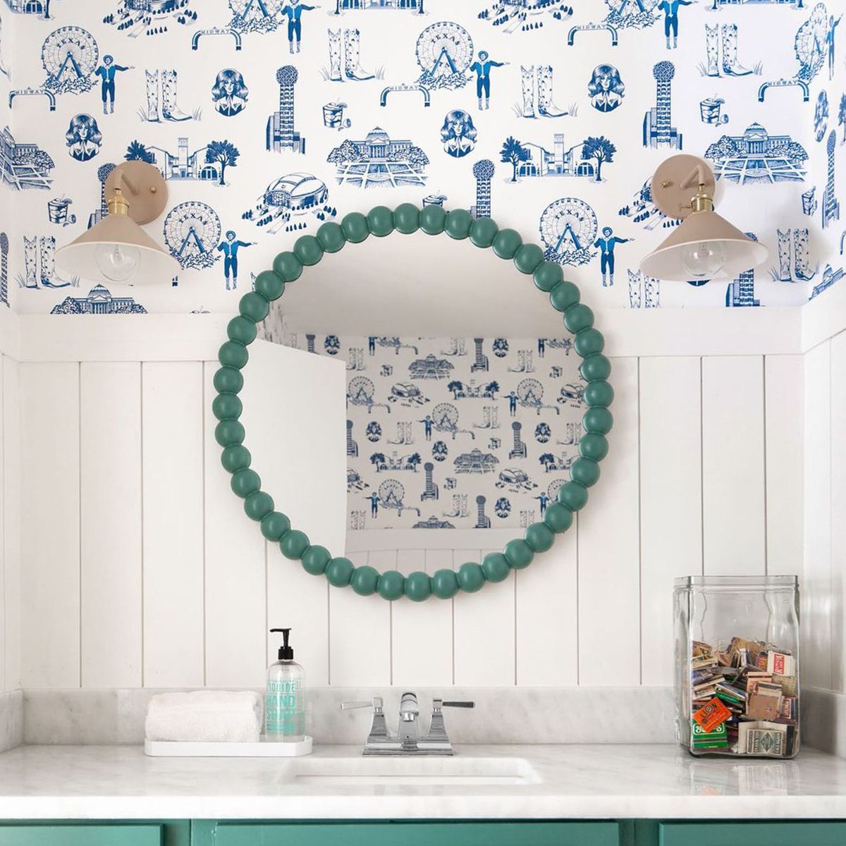 Blue And Green Bathroom Wallpaper