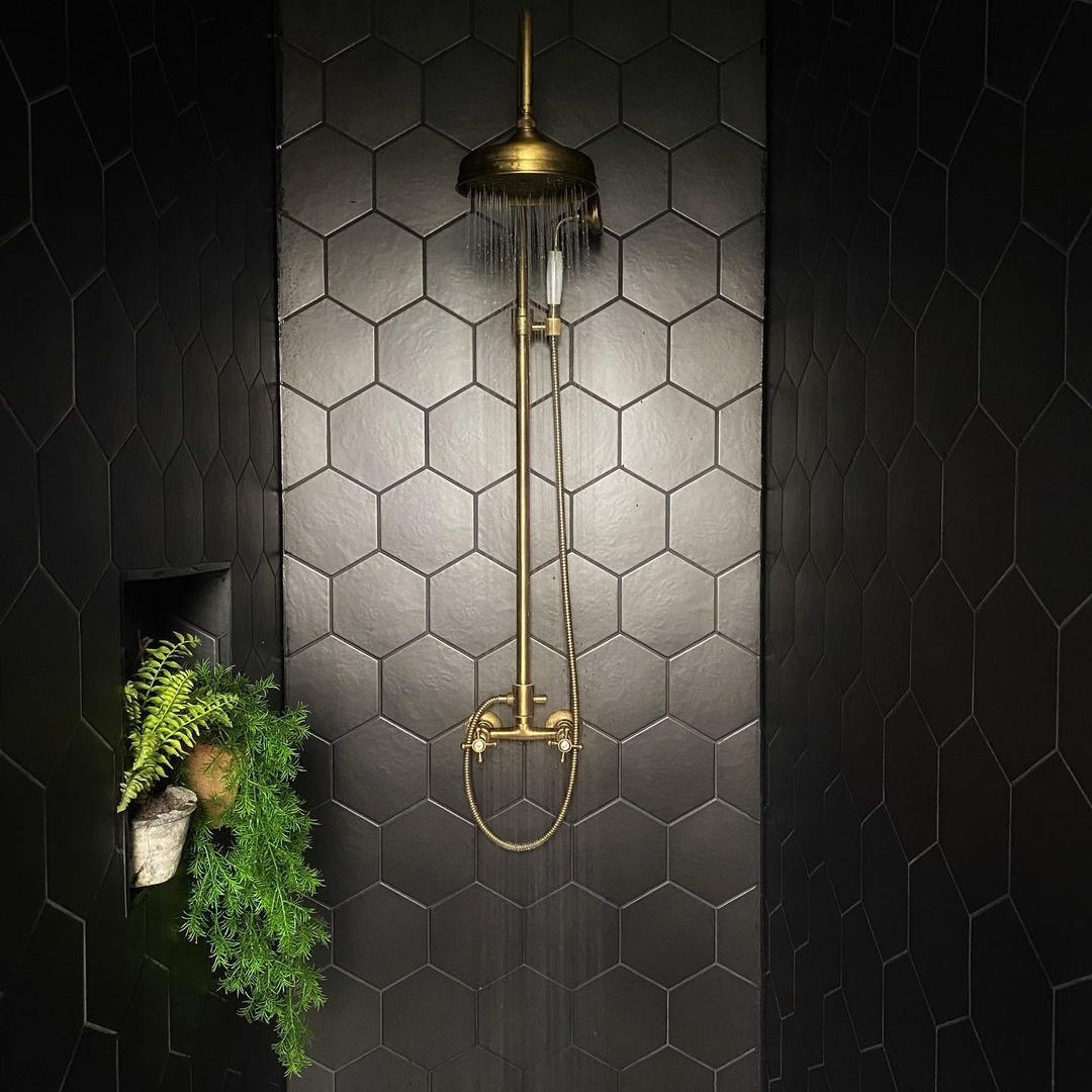 Bold Black Luxury Shower Design Ideas