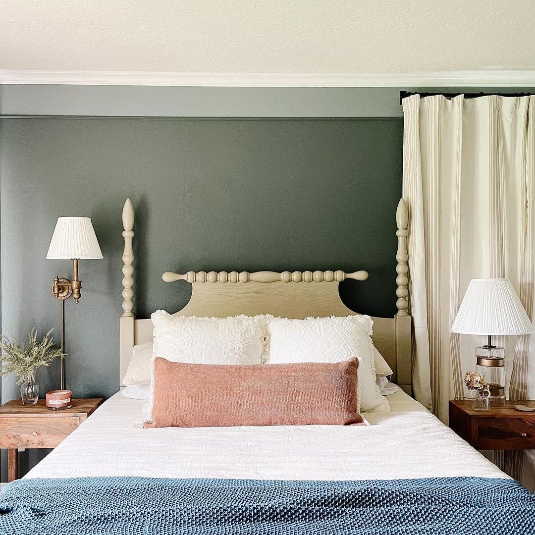 Two Tone Wall Crown Molding in a bedroom