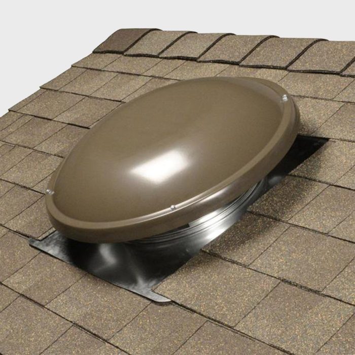 Attic Fan Mounted On Shingle Roof
