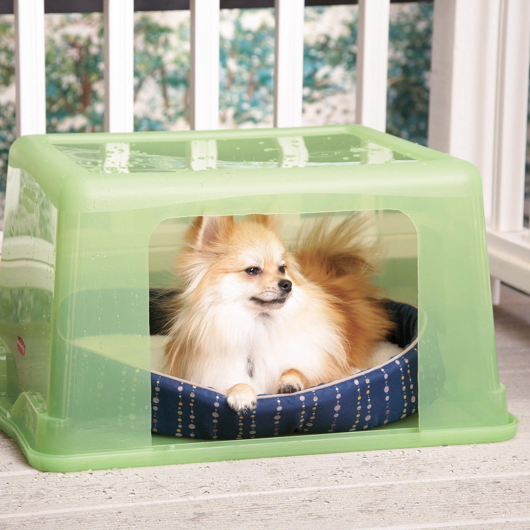 Storage Bin Doghouse on a deck