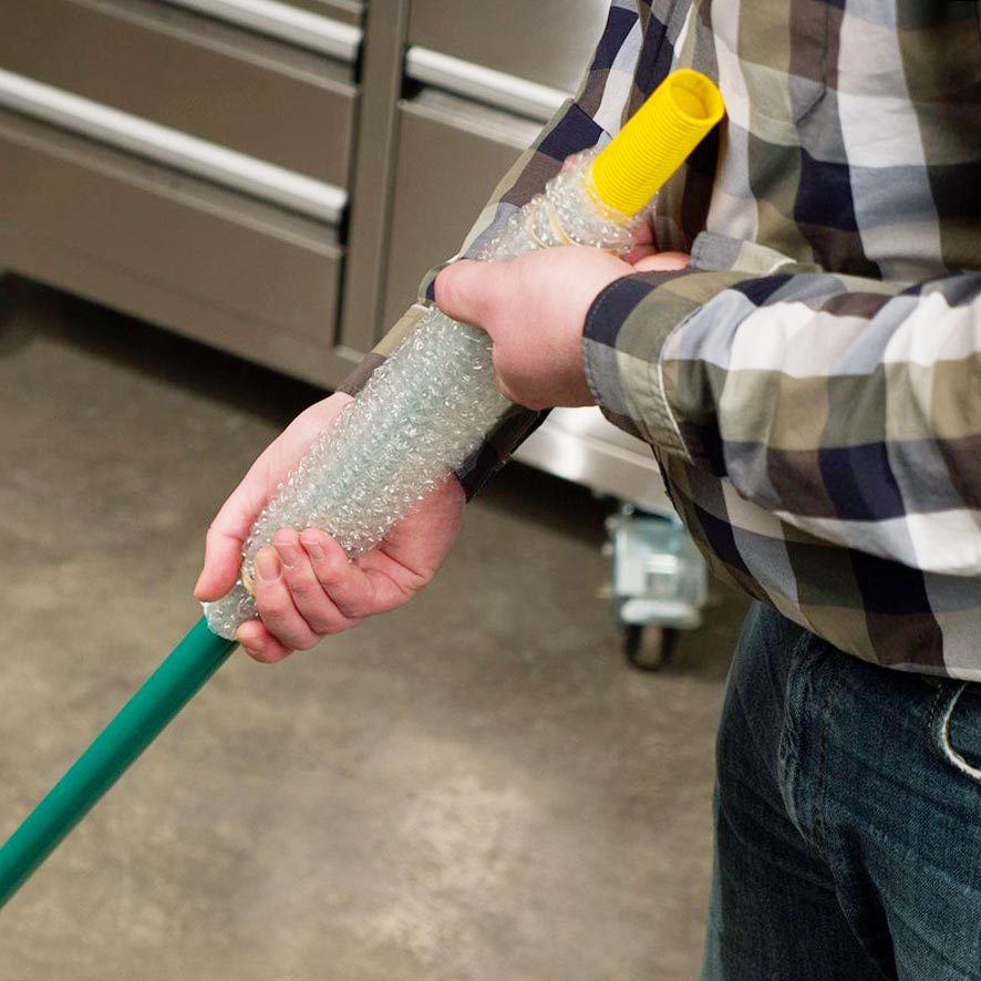 bubble wrap on rake handle