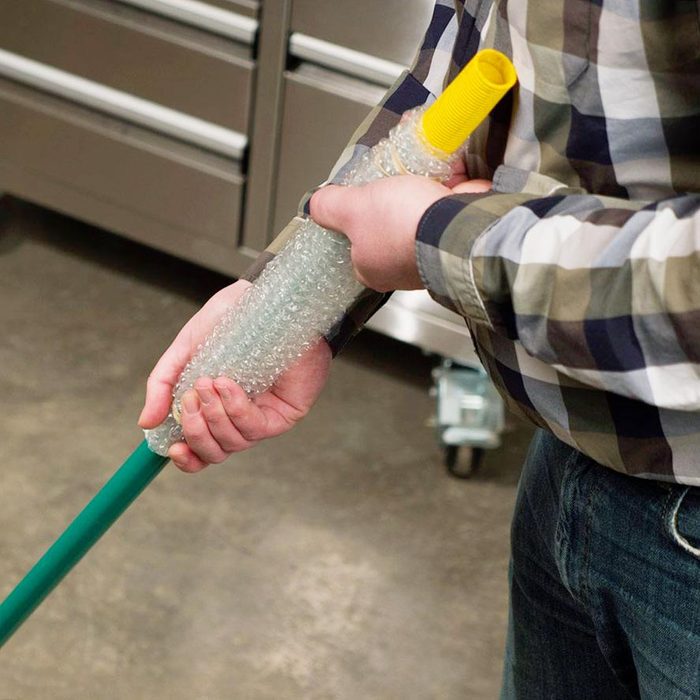 bubble wrap on rake handle
