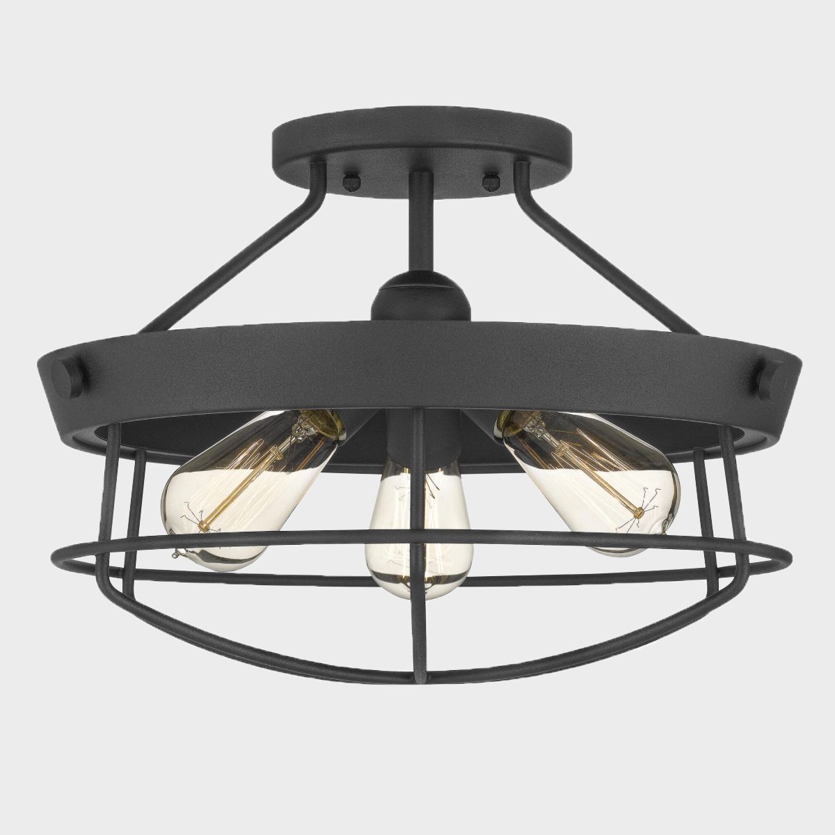 Southbourne 15.5 In. 3 Light Matte Black Rustic Farmhouse Semi Flush Mount