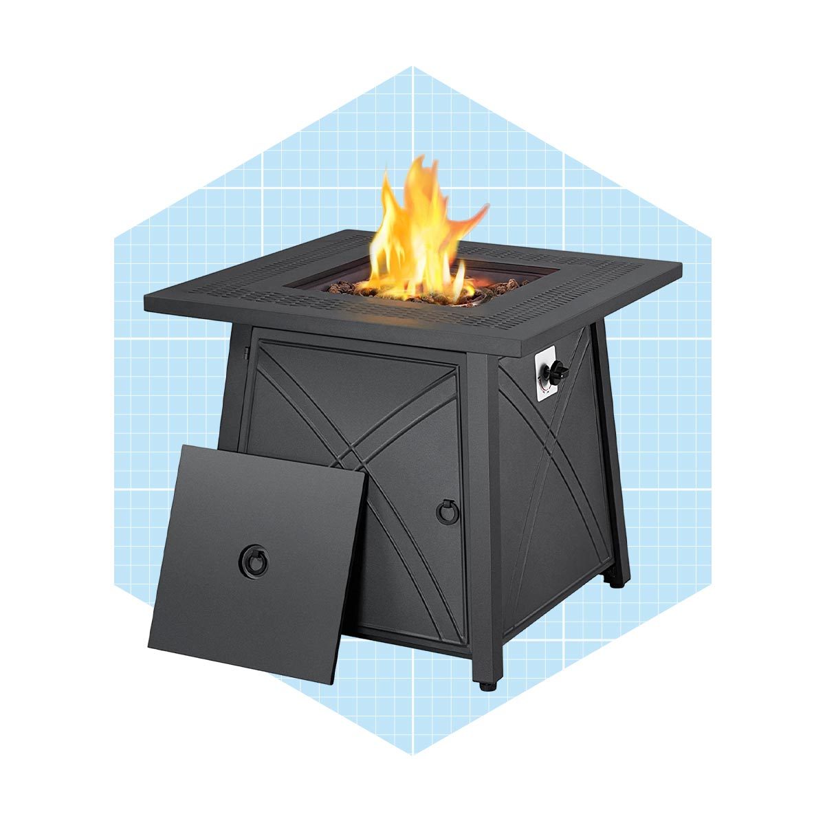 Yaheetech Gas Fire Pit Table With Lid And Iron Tabletop