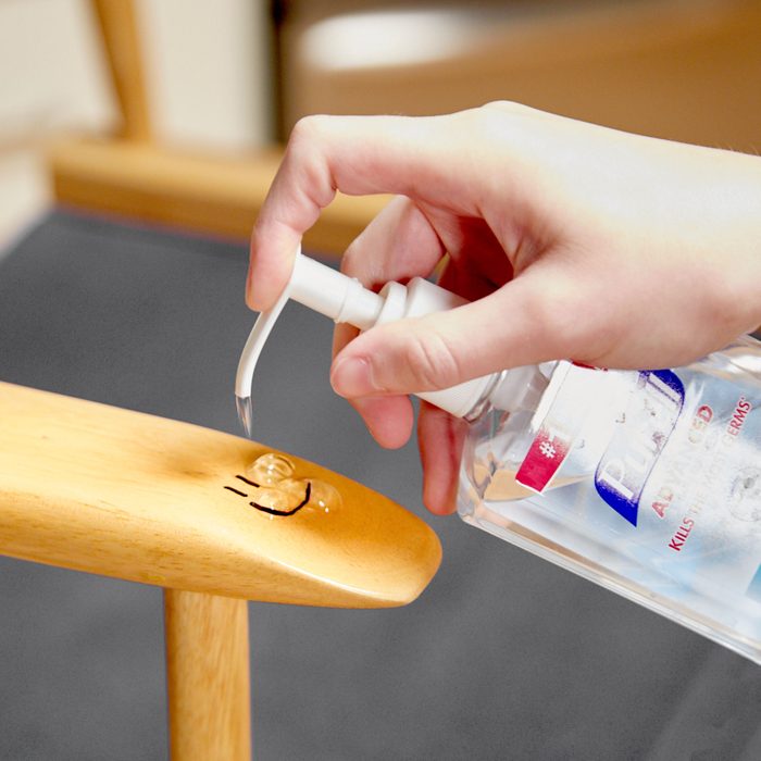 using hand sanitizer to remove permanent marker on a chair