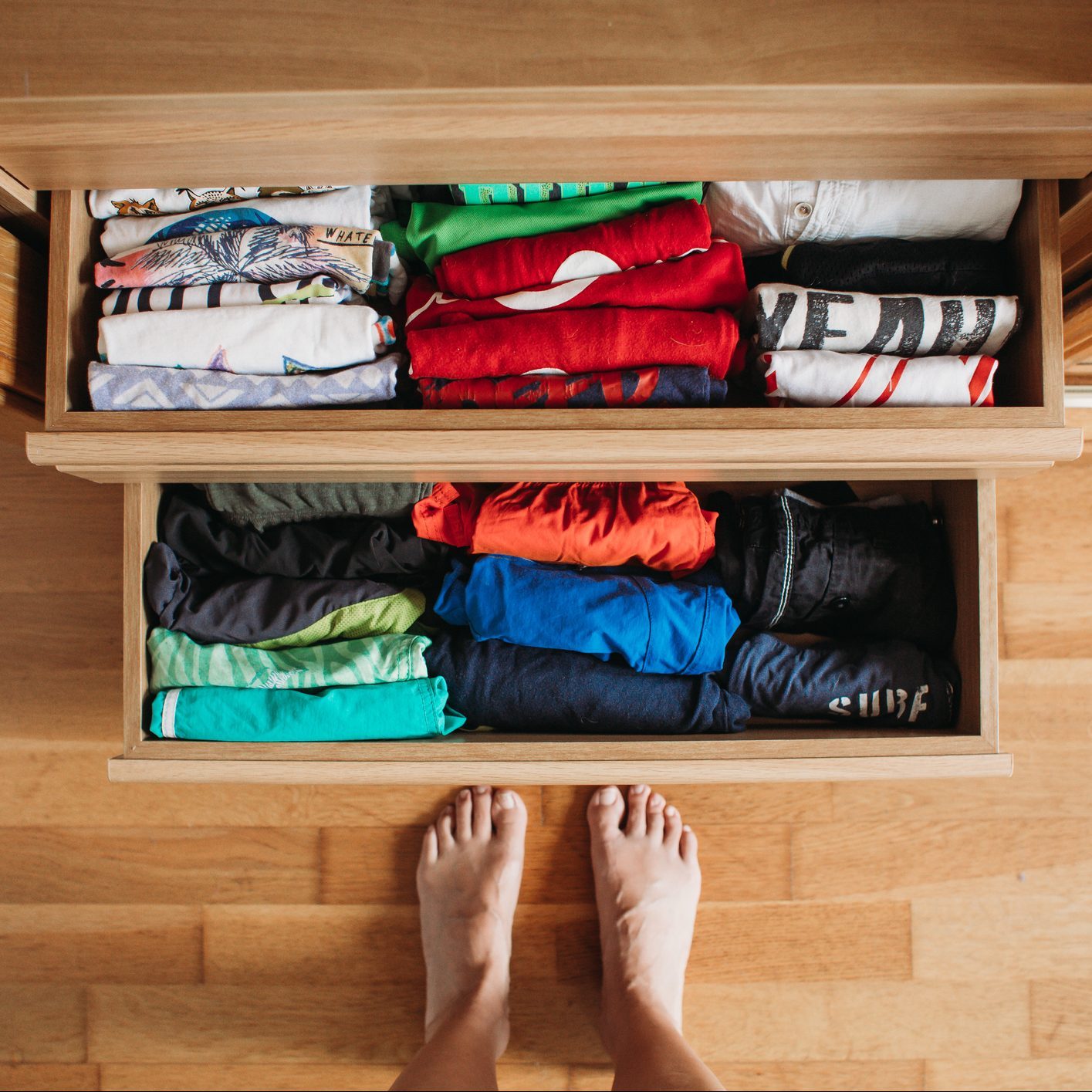 neat dresser drawers after organizing