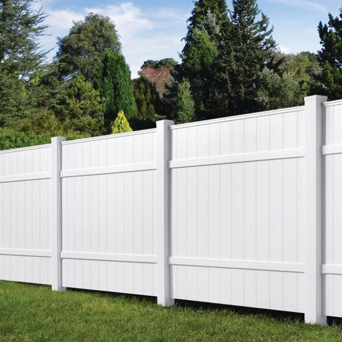 Veranda White Vinyl Windham Fence Panel Ecomm Homedepot.com