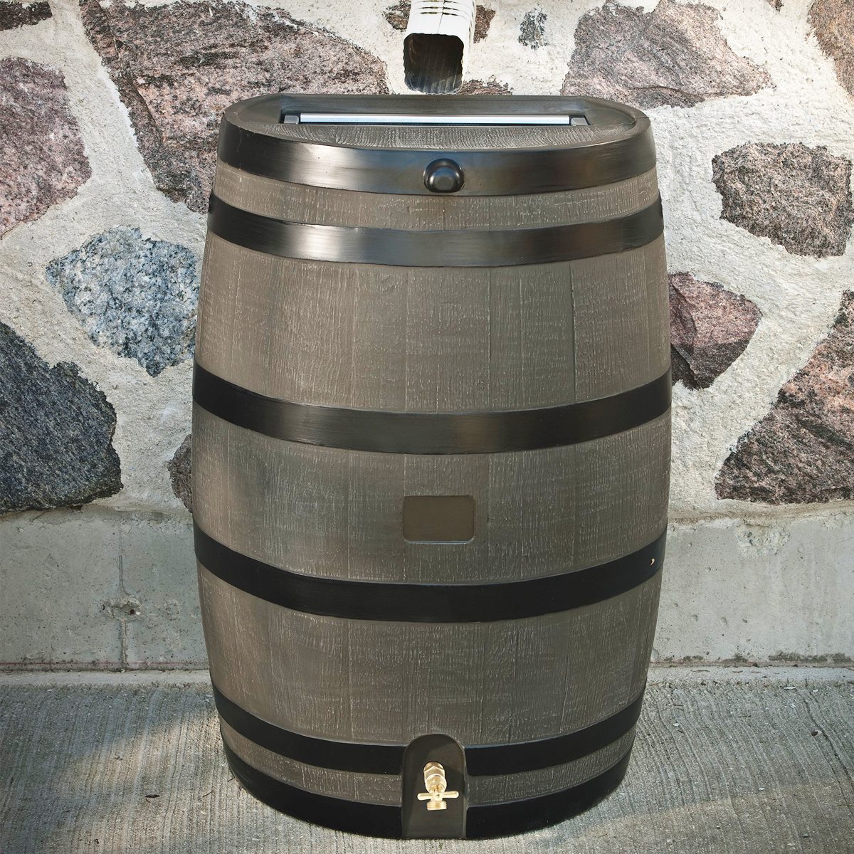 Rts Home Accents Polyethylene 50 Gallon Flat Back Brass Spigot Rain Barrel Ecomm Walmart.com