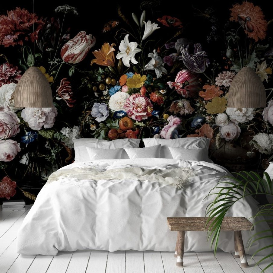 Dutch Dark Flowers Wallpaper Mural Ecomm Via Wallmur.com