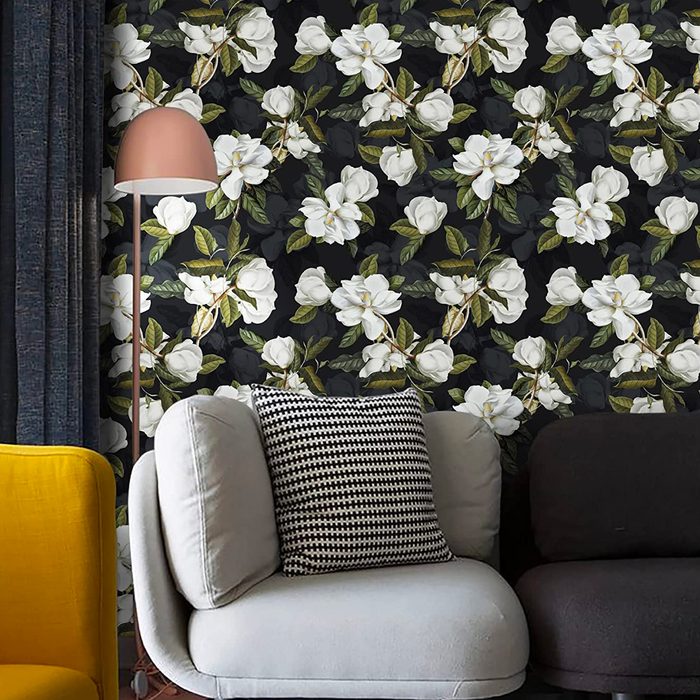 Haokhome Peel And Stick Gardenia Floral Wallpaper Removable