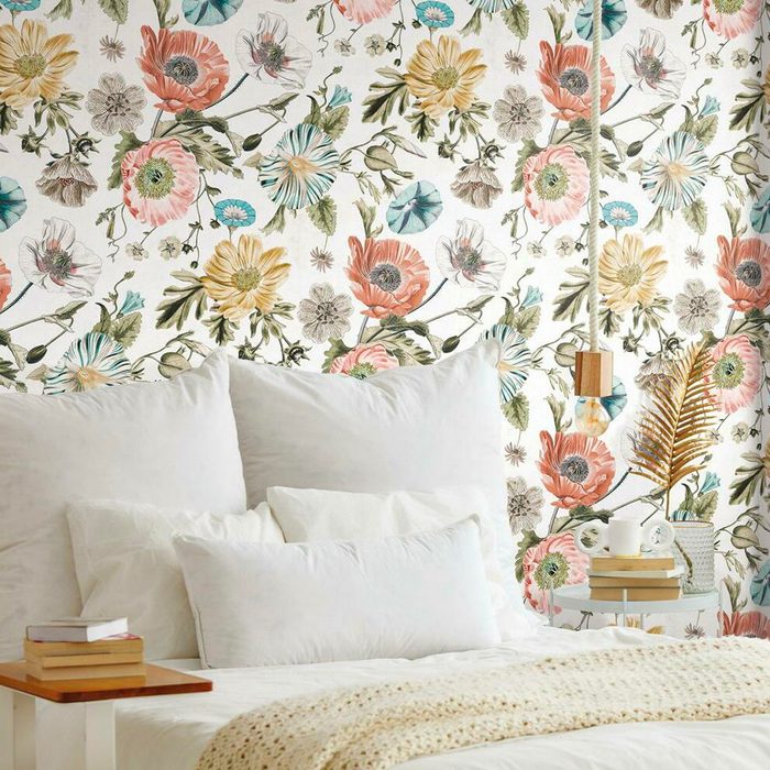 Vintage Poppy Peel And Stick Wallpaper