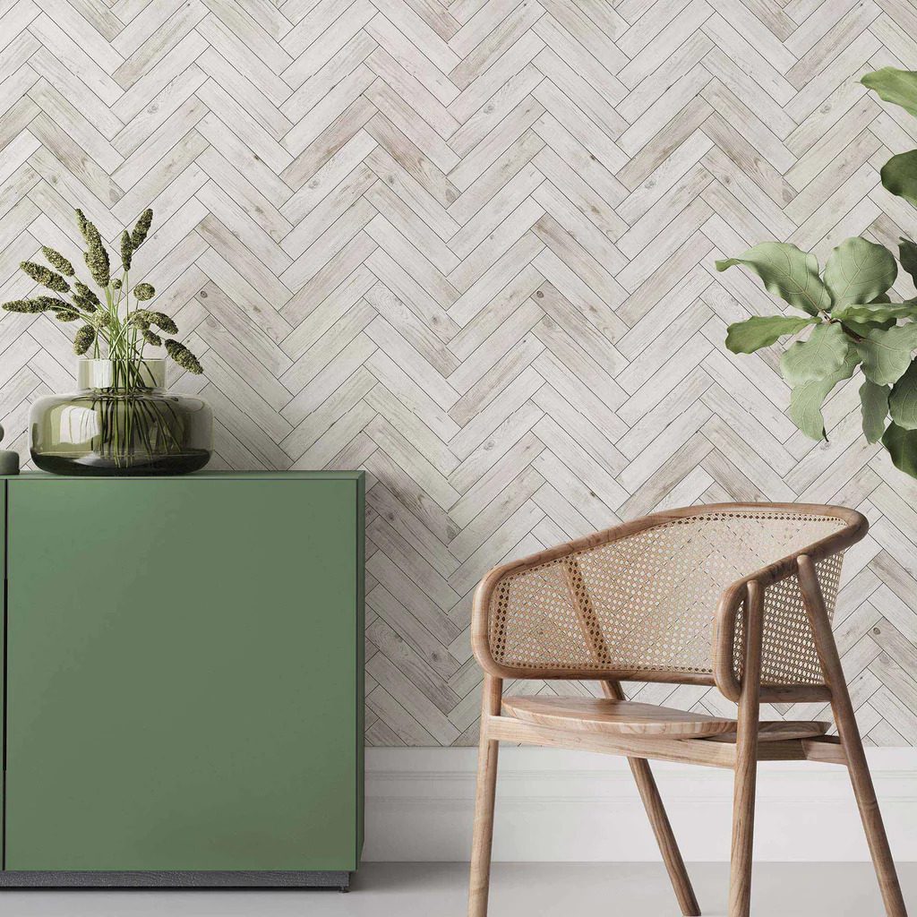 Grey Wood Peel And Stick Wallpaper Geometric