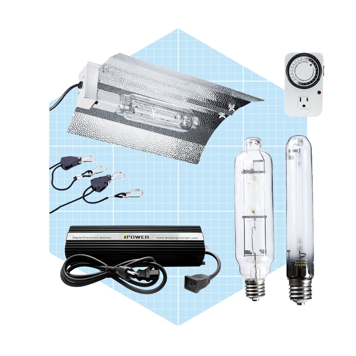 Ipower 600 Watt Hps Mh Digital Dimmable Grow Light System Kits Wing Reflector Set With Timer Ecomm Amazon.com