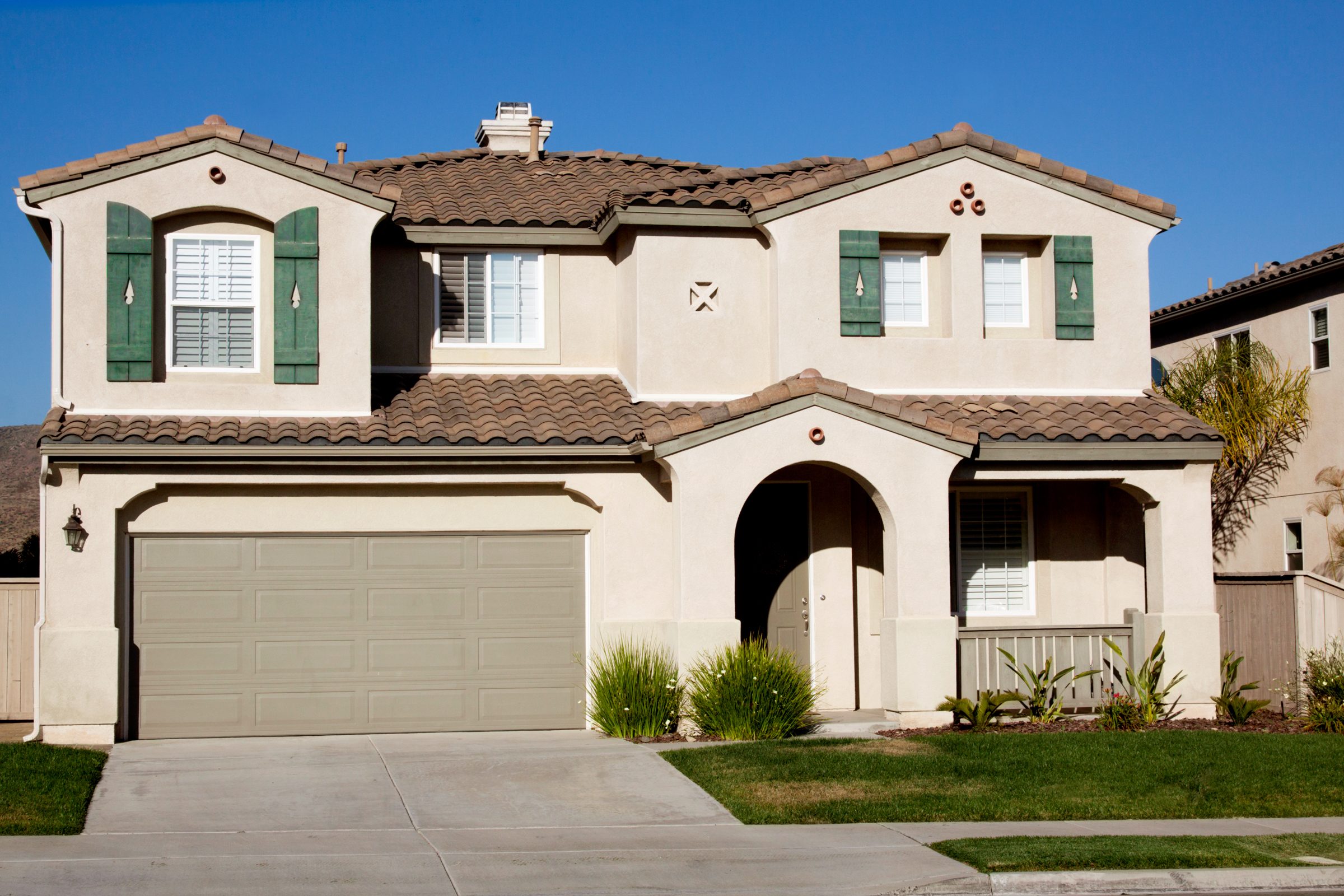 warm neutral Stucco House exterior in California