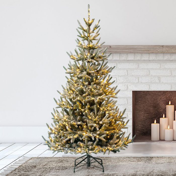 Home Heritage Snowy Abies Pine Pre Lit Flocked Artificial Christmas Tree Ecomm Via Target.com