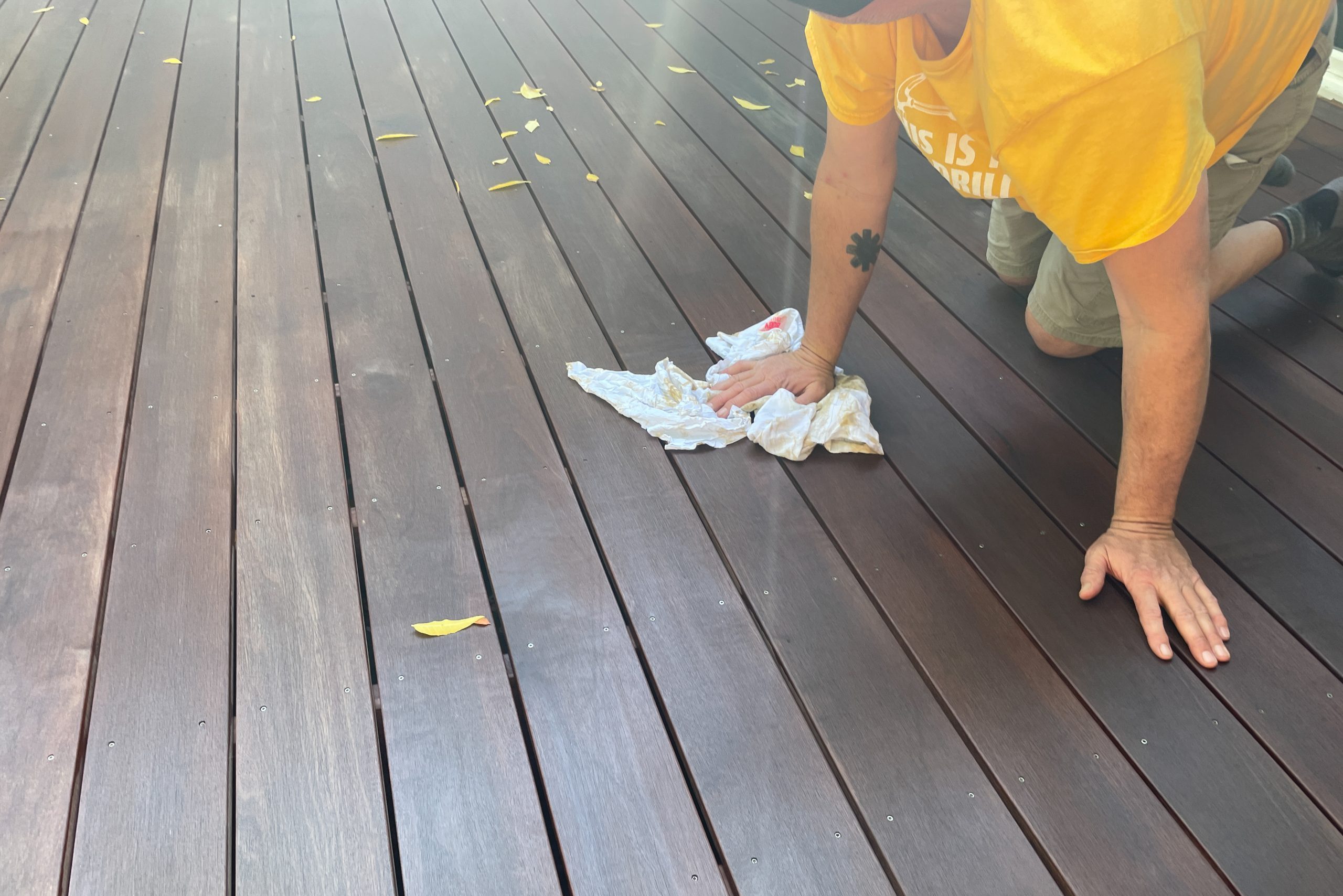 wiping the deck