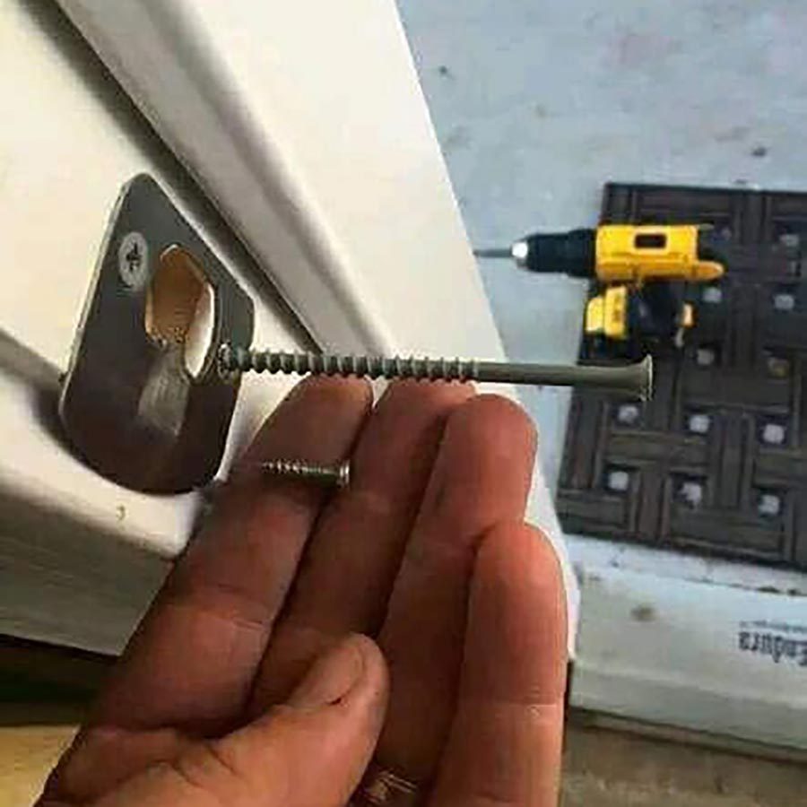 Replacing Striking Plate Screws for Front Door Reinforcement Hack Via Facebook