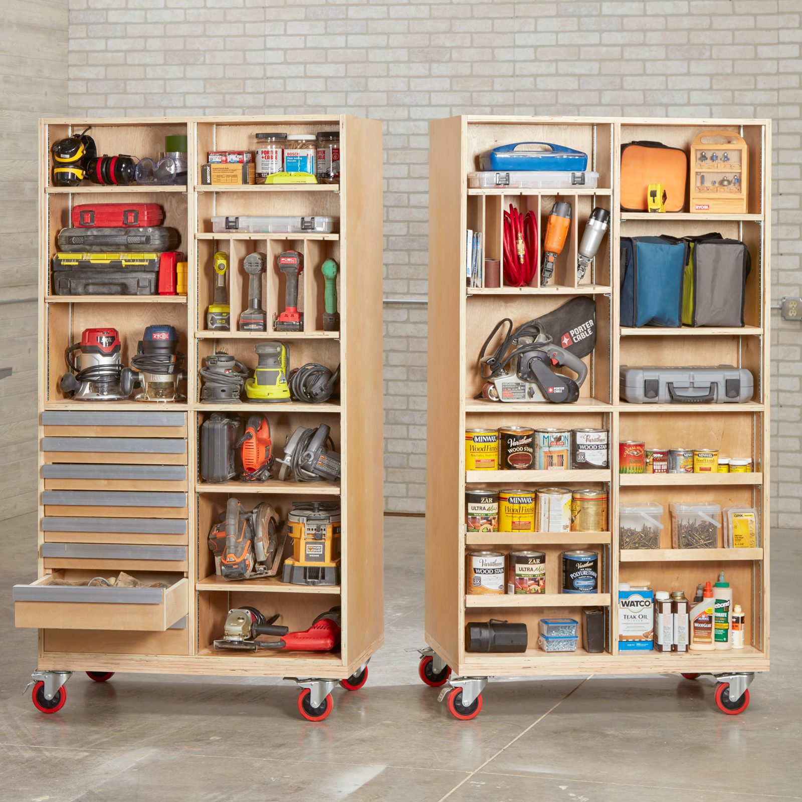 double sided rolling shelf storage
