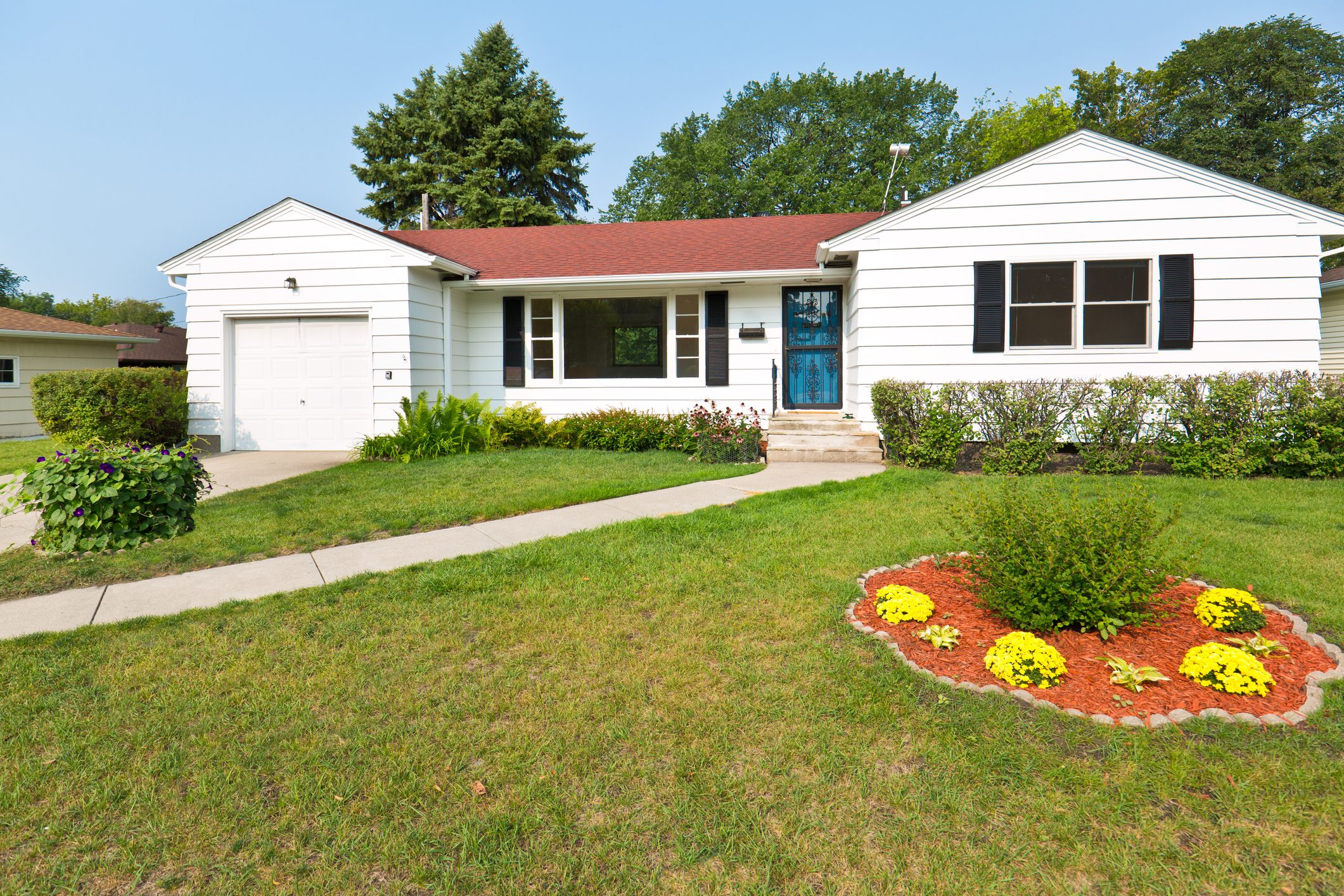 1950s United States Mid-Century Modern Bungalow House Exterior