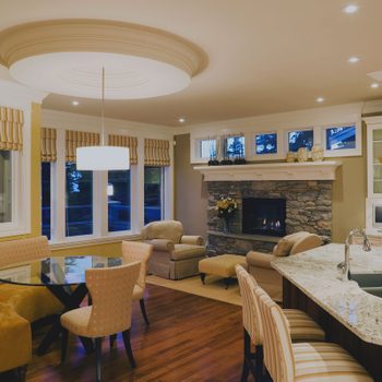 Breakfast room in a modern luxury home real estate