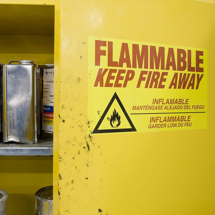 Cans Of Hazardous Chemicals In Storage Locker